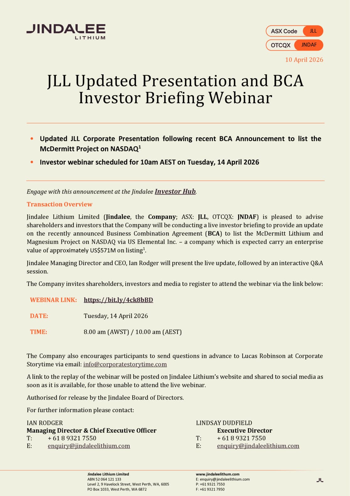 BCA Presentation & Webinar